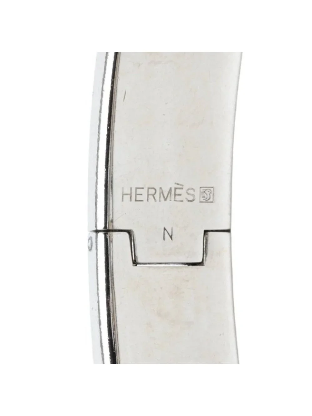 Hermes Click PM Enamel Bracelet Bangle Silver Orange Metal